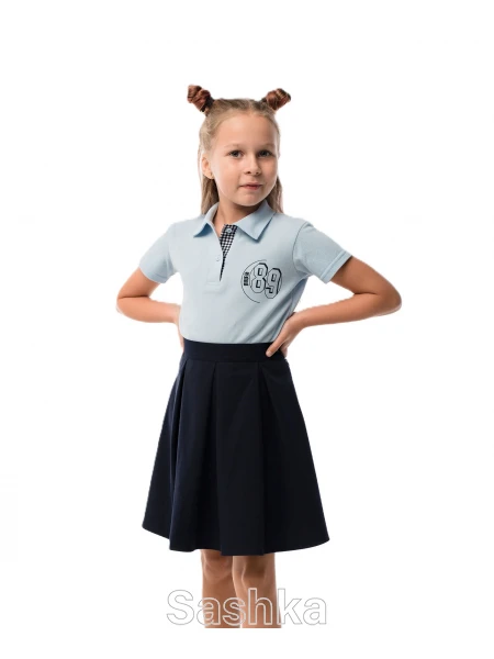 Спідниця для дівчинки Sashka шкільна темно-синя з м'якими складами, розмір 116-146